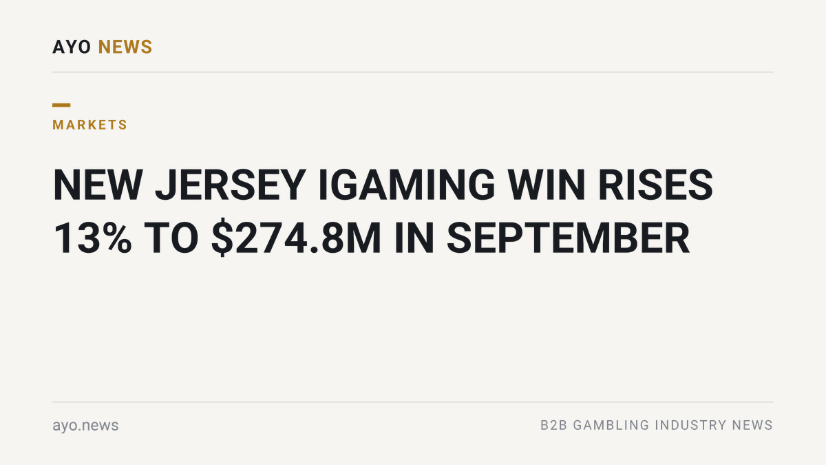 New Jersey Igaming Win Rises 13% To $274.8M In September